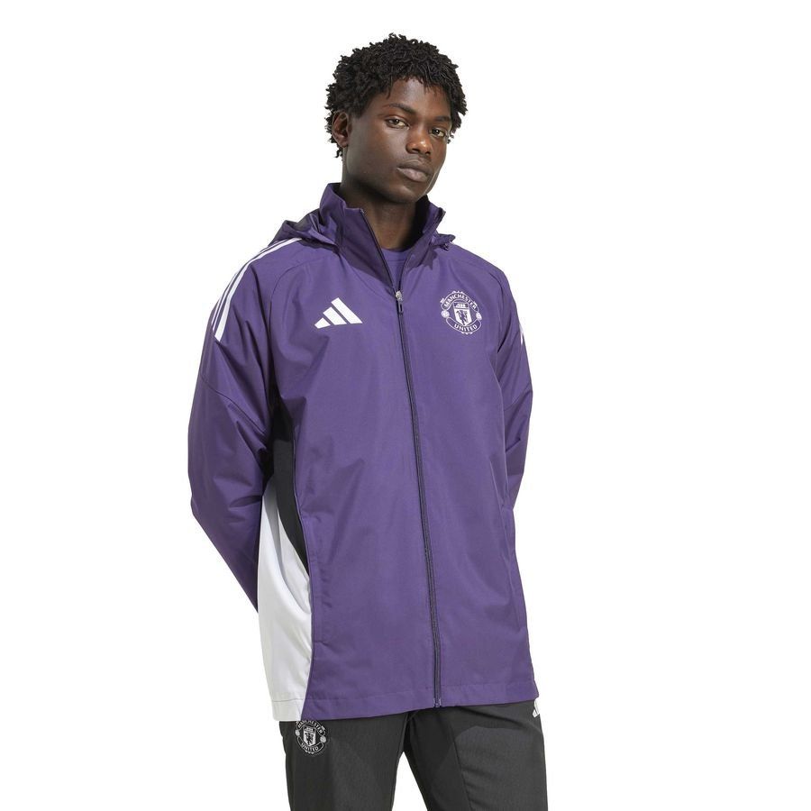 Manchester United Jacket Tiro 25 All Weather EU - Aurora Plum/White/Black - Men's-SoccerKits Hub | Buy Soccer Jerseys Online